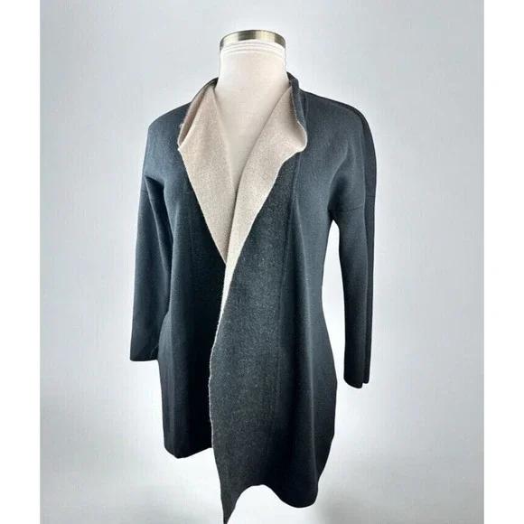 MM LaFleur O'Keeffe Sweater Cardigan Wool Silk Cashmere Duster XL *MISSING BELT* - Picture 2 of 16